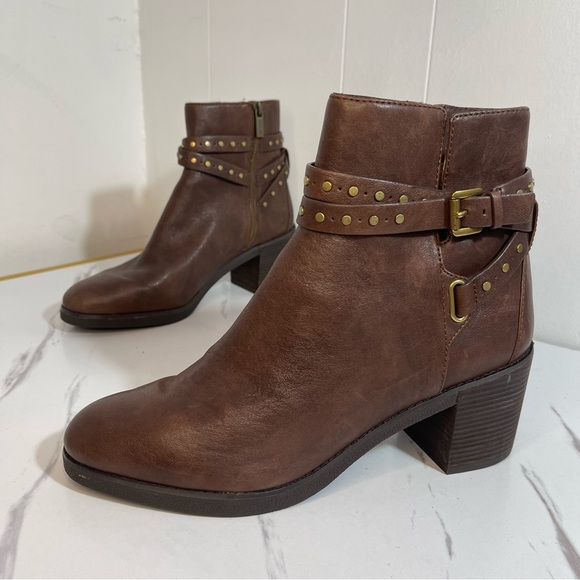 Michael Kors Shoes - Michael Kors Brown Leather Ankle Boots with Gold Studs Buckle details 11 Western